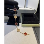Four-leaf clover red and gold laser-cut five-flower bracelet