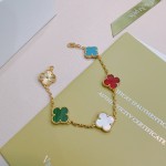 Four-leaf clover and rainbow-colored multi-flower bracelet