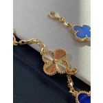 Four-leaf clover dark blue and gold laser-cut multi-strand bracelet