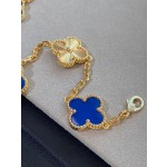 Four-leaf clover dark blue and gold laser-cut multi-strand bracelet