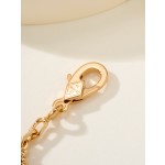 Four-leaf clover, mother-of-pearl, gold-plated, multi-colored bracelet