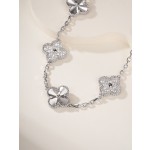Four-leaf clover silver spacer silver diamond five-flower bracelet