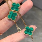 Four-leaf clover peacock green multi-flower bracelet