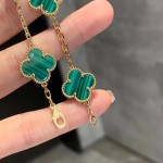 Four-leaf clover peacock green multi-flower bracelet