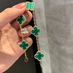 Four-leaf clover peacock green multi-flower bracelet
