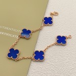 Four-leaf clover blue and rose gold bracelet