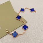 Four-leaf clover blue and rose gold bracelet
