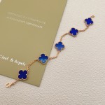 Four-leaf clover blue and rose gold bracelet