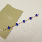 Four-leaf clover blue and rose gold bracelet