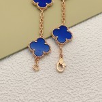 Four-leaf clover blue and rose gold bracelet