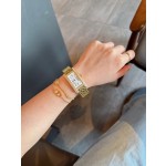 Cartier Tank series, double row diamonds, gold-plated bracelet with scale pattern, size 23*42mm.