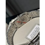 Cartier Tank series, double row diamonds, scale-patterned strap, silver color, size 23*42mm