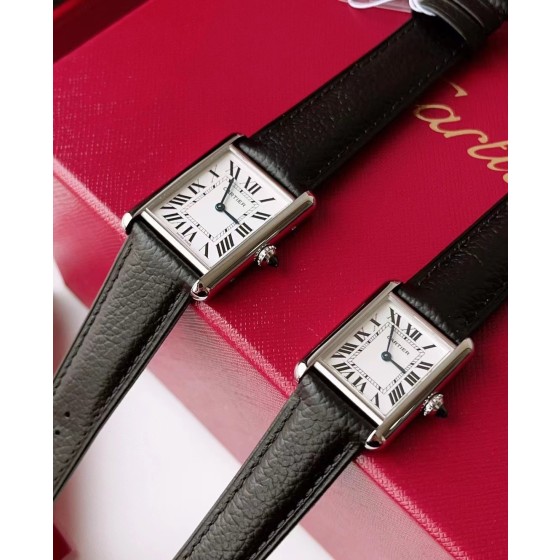 Cartier Tank series, Classic model, black leather strap