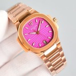 Patek Philippe Nautilus 7118 series watch, 35.2mm, set with 56 crystal diamonds.
