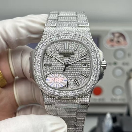 Patek Philippe Limited Edition Fully Diamond-Set; 40mm diameter, ultra-thin 8.3mm profile.