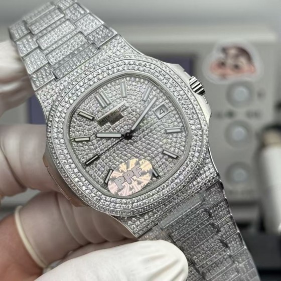 Patek Philippe Limited Edition Fully Diamond-Set; 40mm diameter, ultra-thin 8.3mm profile.